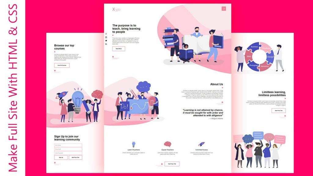 How To Make Complete Website Using HTML And CSS | Responsive Website ...