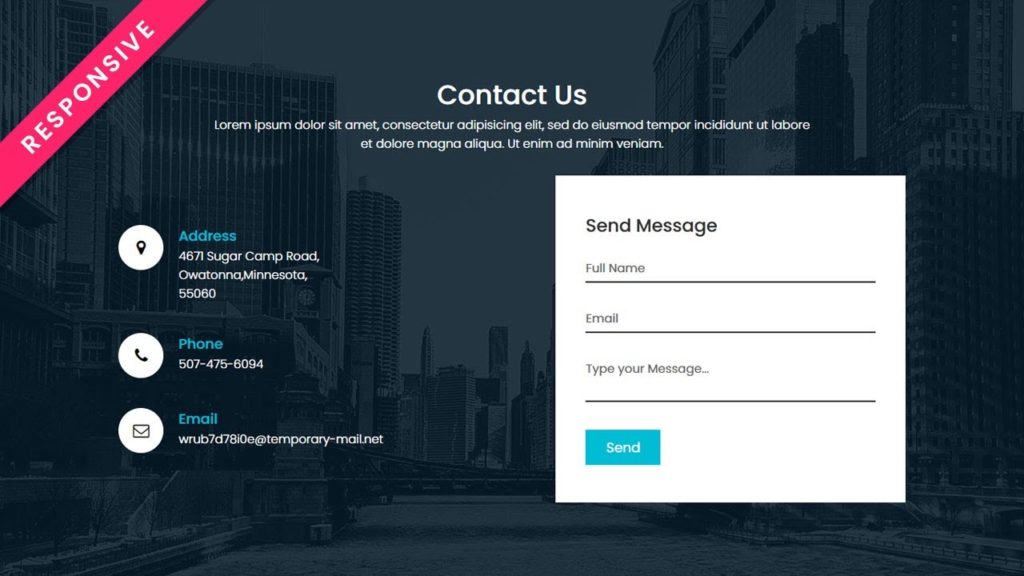 Responsive Contact Us Page Design using Html CSS | HTML Responsive Web ...