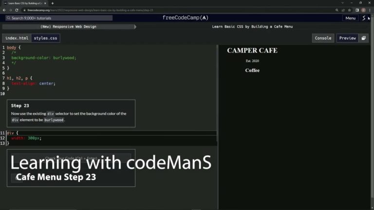 Learn2code | FreeCodeCamp (New) Responsive Web Design - Cafe Menu: Step ...